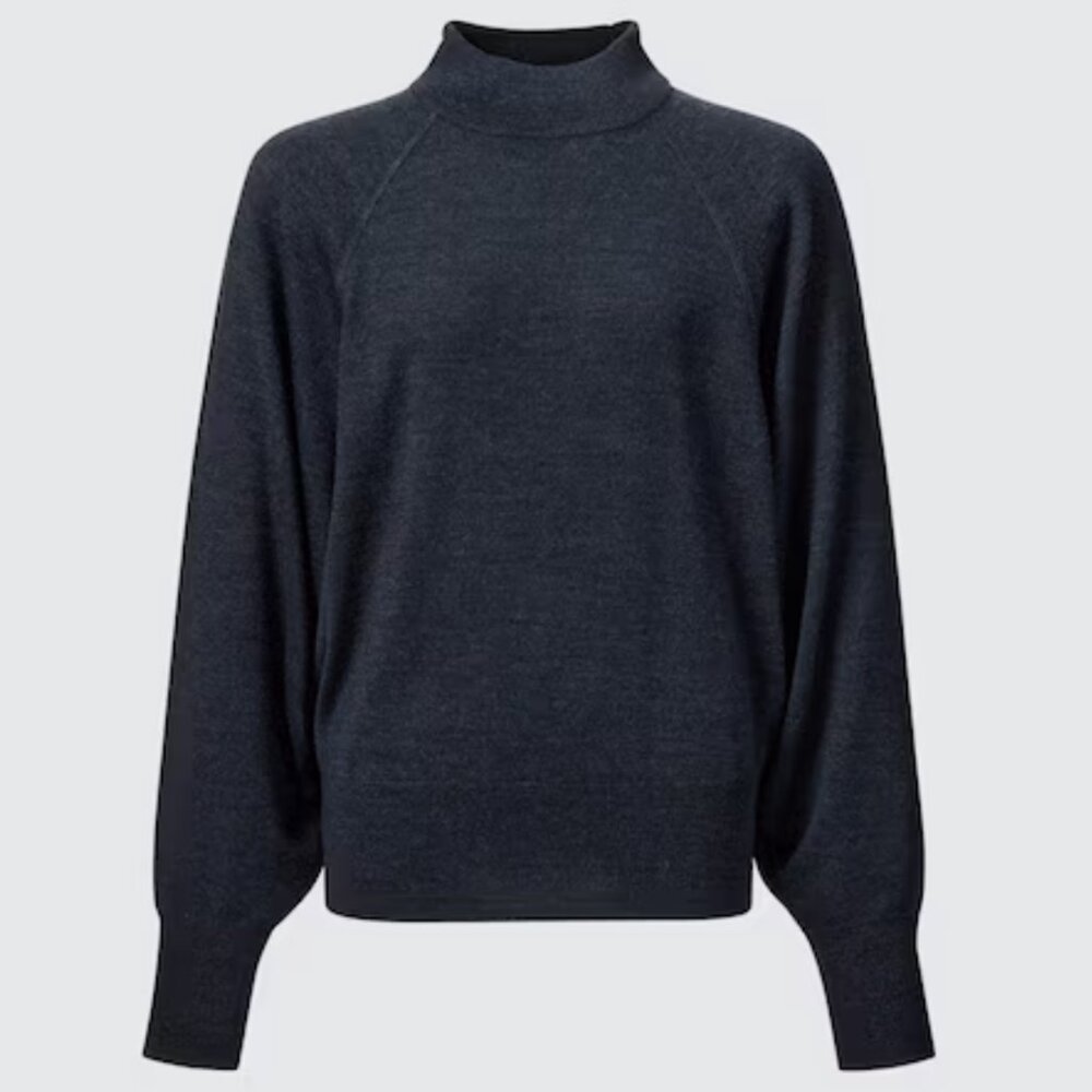 Uniqlo U Merino Blend Volume Long Sleeve Sweater Blue Small